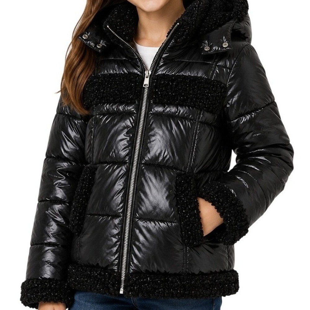 Sam Edelman Black Shiny Puffer Jacket Girl's Medium 10/12
